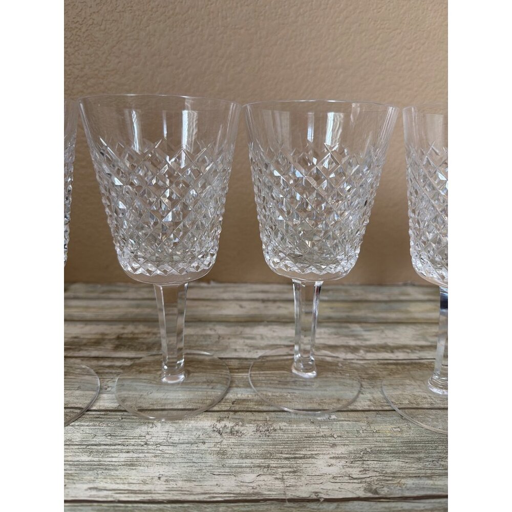 Set of 6 Waterford Crystal ALANA 7" Water Goblets Gothic Mark Vintage - Picture 14 of 16